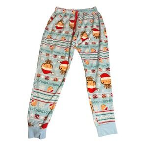 Marvel Christmas Pajama Pants Large Light Blue Gingerbread Man Santa